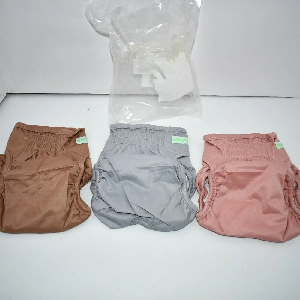 Wegreeco Premium Washable Female Dog Diapers 3 pack Tan/Pink/ Grey Size: M NEW
